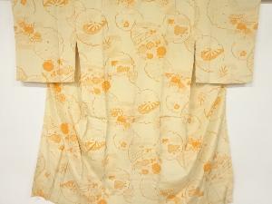 アンティーク　錦紗雪輪に草花模様長襦袢